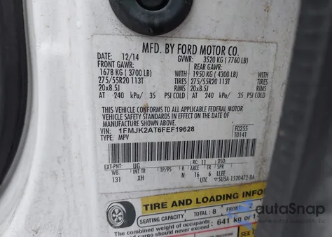 2015 Ford Expedition El Limited z USA, uszkodzony, nr VIN 1FMJK2AT6FEF19628